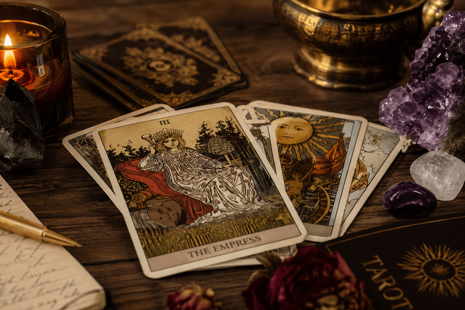 Tarot reading with occult ambiance